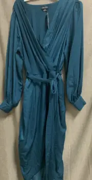 CITY CHIC WOMEN'S PLUS SIZE OPULENT WRAP DRESS , TEAL 16