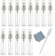 Elfenstal- 25pcs Clear 5ml 1/6oz Glass Atomizer bottle Spray Refillable Perfume Empty Bottle Glass Clean Cloth for Travel Party Must Makeup Tool