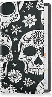 [Caihoyu] Leather Registration and Insurance Card Holder Men Women Automobile Wallet Case Organizer for Driver Auto Owners Trailer Motorcycle Boat Festive Cute Sugar Skulls