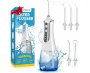 WSECOMM Water Flos r Cordless for Teeth Cleaning 300ML Dental Oral Irrigator 3 Modes 5 Tips Rechargeable Waterproof Electric Flossing for Home Travel