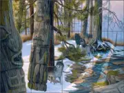 Wolf Tile Backsplash Kendrick Wildlife Lodge Art Ceramic Mural POV-LKA026