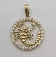 Round Lab-Created Moissanite 14K Yellow Gold Plated "Scorpio Astrology" Pendant