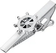 [WHIMSIMART] Tie bar Mens Tie Clips Simple Rudder Shape Business Men's Necktie Accessories Clip Silver