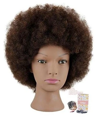 Mannequin Head African American with 100% Human Hair Cosmetology Afro Hair
