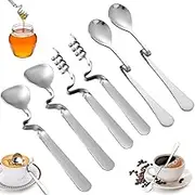 Jam Spoon, 6 Pieces, Honey Spoon, Honey Spoon, Stainless Steel, Honey Dispenser, Hanging Jam Spoon, Spiral Honey Spoon, Suitable for Jam Yogurt