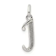 Sterling Silver Polished Glitter Enamel Letter J Initial Charm
