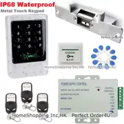 IP68 Waterproof ID Card + Password Door Access Control+Strike Lock+3Remotes+Bell