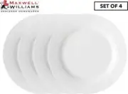 Set of 4 Maxwell and Williams 23cm White Basics Rim Entrée Plate