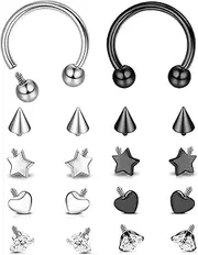 [Kakonia] 16g Septum Rings for Women Men, Implant Grade G23 Titanium Septum Ring, Internally Threaded Horseshoe Hoop Helix Daith Cartilage Tragus Earrings, Circular Barbell Piercing Jewelry for Eyebrow Lip Nipple Piercing Jewelry
