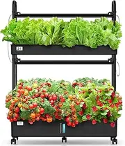 Indoor Hydroponics Growing System Kit,60/90 Pods Vertical Garden Hydroponics Tower Herb Garden with LED Grow Light, Auto Circulating Water System & WiFi Smart Plug,for Vegetable Fruit Herb(2-layer(60P