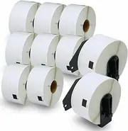 BETCKEY - Large Address Labels Replacement for Brother DK-11208 (38mm x 90mm), Compatible with Brother QL Label Printers [10 Rolls + 2 Reusable Cartridges]