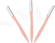 Ipetboom 3pcs Pink Eyebrow Razor Trimmer Handle Brow Shaver Brow Shaper for Women Facial Hair Removal Tool Professional Results