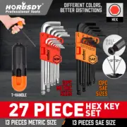 27 Allen Wrench Hex Key Set Ball End Short Long Arm MM/Inch Folding Screwdriver