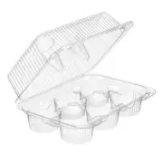[25 PACK] 6 Compartment Clear Hinged Food Storage Clamshell Container