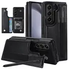 For Samsung Galaxy Z Fold 6/5/4/3 Rugged Wallet Card Slot Stand Case Pen Holder