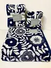 8pc Loft By Loftex 2 Bath 2 Hand 4 Washcloth Towel Set Navy Blue White Floral