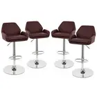 NEW! LEATHER BAR STOOL ADJUSTABLE - ADJUSTING BARSTOOL CHAIR-TESLA-SET OF 4 BR
