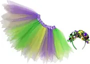 SAFIGLE 1 Set Mardi Gras Headband and Tutu Skirt for Women and Carnival Costume for Festivals and Masquerade Balls Eye Catching Outfit for Parties