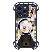 iPhone 16 Pro Ultra Bounce Case MagSafe Compatible Dachshund doxie cute brown and black weener dog must have gifts coffee pattern