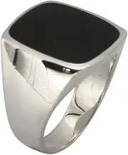[ju .q SILBER] Solid Sterling Silver Signet Ring with Onyx