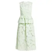 [Self-Portrait] Mint Cotton Lace Peplum Midi Dress
