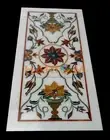 18''x24'' White Marble Console Table Top Multi Mosaic Floral Inlay Decor W378