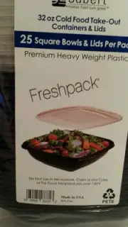 Sabert 25 Pack Cold Food Takeout Containers and Lids Portion Control 32 oz