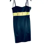Nine West Black Cocktail Dress Yellow Stripe Women's Size 6 New Great Bumble Bee