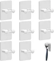 WADY Razor Holder Shaving Hook, Shower Shaver Holder 8-Piece, Waterproof Self-Adhesive Hook, Detachable and Reusable Bathroom and Kitchen Shower Hook, Towel Hook Utility Storage Hook Plug Hook (White)
