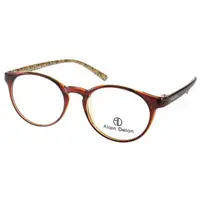 在飛比找momo購物網優惠-【ALAIN DELON】俏皮半圓框款眼鏡(棕#AD2028