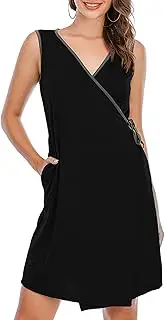 [GUOFHUIM] Women Cotton V Neck Maternity Labor Robes Delivery Gown For Hospital 3 In 1 Sleeveless Nursing Nightgown