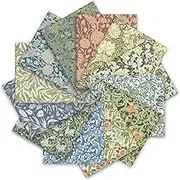JarThenaAMCS 12Pcs Retro Floral Cotton Fabric Bundles 18 x 22 Inch William Morris Floral Fat Quarters Flower Sewing Fabrics for DIY Craft Party Decor