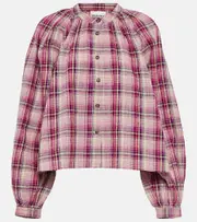 [Marant Etoile] Marant Etoile Blandine checked cotton and linen shirt AU 16 pink