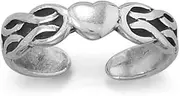 [JewelryWeb] 925 Sterling Silver Lovely Irish Claddagh Celtic Trinity Knot Heart toe ring Oxidized 17.7mm X 4.3mm