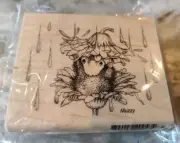 HOUSE MOUSE Wood Mounted Rubber Stamp STAMPENDOUS HM14 Rain Flower Muzzy New