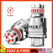 3157 Red LED Strobe Flash Brake Blinking Tail Stop Light Parking Bulb 2PCS A (for: Porsche)