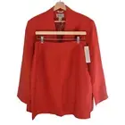 Bill Blass Vintage Red Linen Blazer Skirt Set Size Large