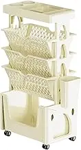 1 Pc Mobile Bookshelf Cart - PP Art Trolley Organizer, Open Bookshelf | Removable Trolley Bookshelf, Portable Rolling Book Trolley with Lockable Wheels, Narrow Rolling Storage Trolley for Home