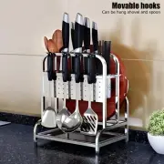 304 Stainless Steel Knife Cutting Board Chopsticks Storage Rack Organizer Kit