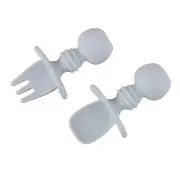 Acorn Baby Toddler Utensils Gray 2pk Kids Utensil Set of Baby Fork Baby Spoon