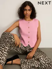 Pink Smart Button Front Waistcoat (AG1524) | $69