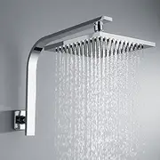 [Decaura] WELS Gooseneck Shower Wall Arm with 8" Square Rain Shower Head Set Brass