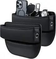 Car Seat Gap Filler, 2Pack PU Leather Auto Console Side Storage Boxes, Car Front Seat Gap Organizer, Dropping Blocker Bag Interior Accessory for Phone Sunglasses Keys Cards