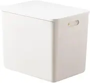 15.7 Inch White Plastic Storage Bins with Lids, Plastic Storage Baskets Bins Boxes Stackable Containers for Shelves Drawers Desktop Playroom Classroom Office