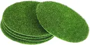 Abaodam 5pcs Realistic Moss Rug for Indoor Plants Round Fake Moss Grass Turf Mat for Projects and Micro Landscape Decoration for Home and Garden Use