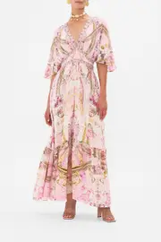 WAISTED DRESS WITH HEM RUFFLE FRESCO FAIRYTALE