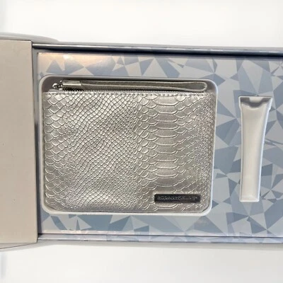Rodan And Fields Silver Faux Leather Clutch Wristlet Purse 7 X 5 1/2”