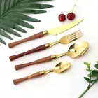 4Pcs Stainless Steel Cutlery Set Knife Spoon Fork Slicer Butter Dinnerware Gold