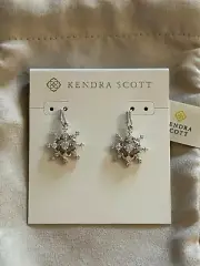 KENDRA SCOTT Snow Crystal Silver Tone Drop Earrings in White Crystal NWT