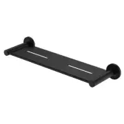 Fienza Axle Metal Shower Shelf Round Plate 450mm Matte Black 83107MB